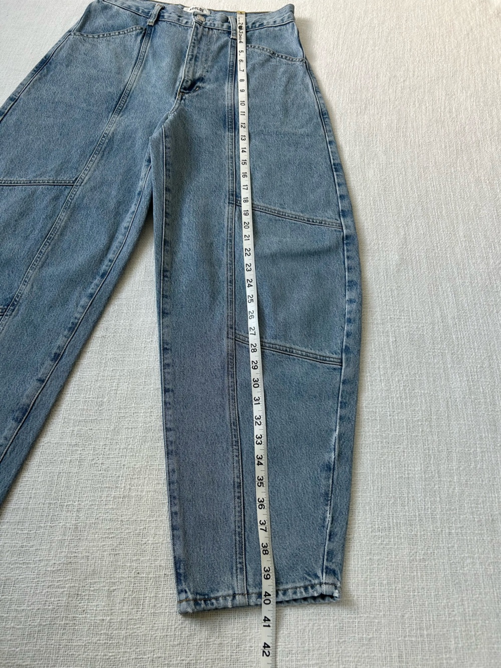 Agolde Mara High-Rise Barrel-Leg Light Wash Jeans Size 27 Curved Baggy Relaxed - Picture 12 of 16